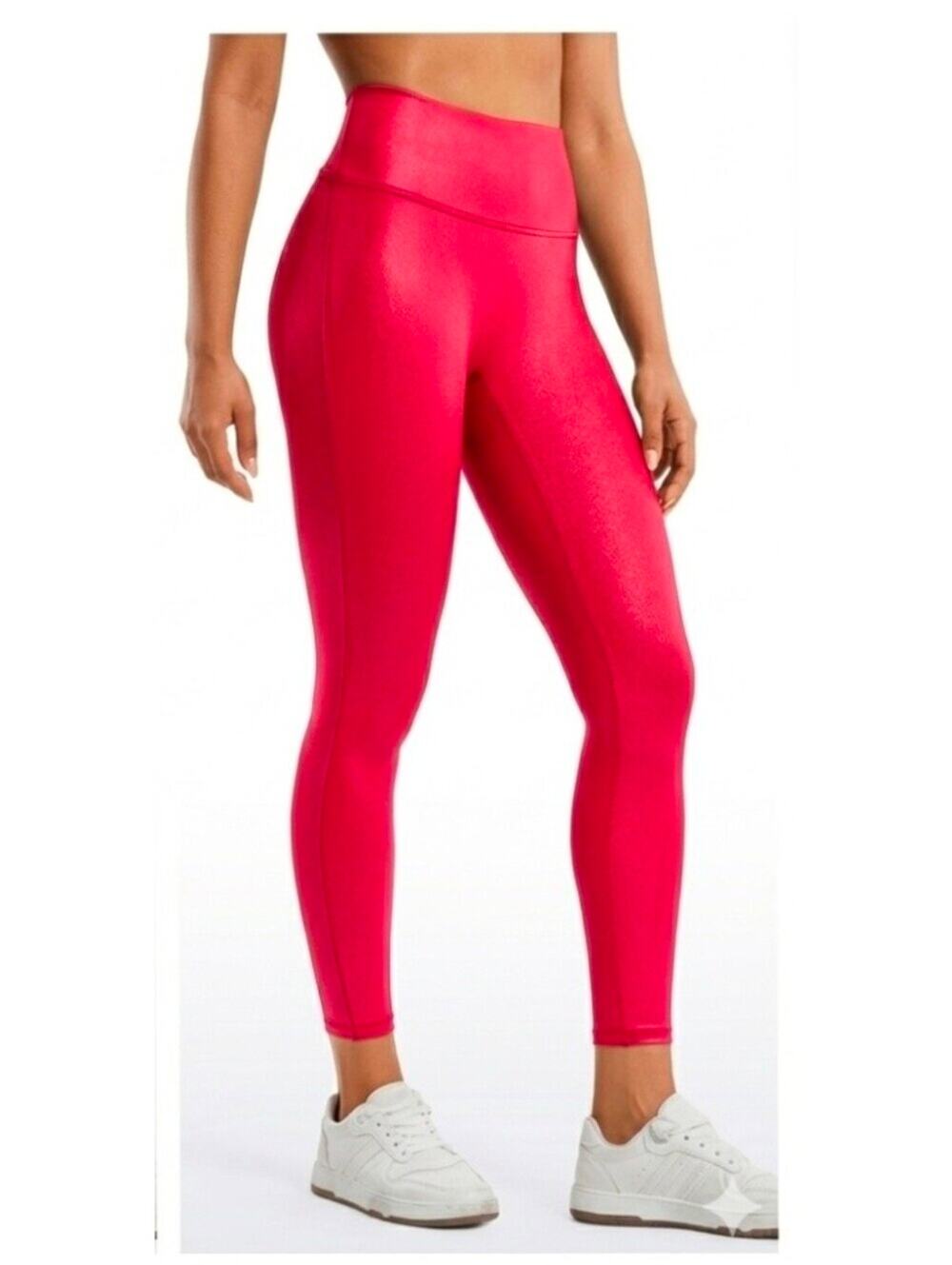 CRZ YOGA Ruby Red Faux-Leather Cropped Leggings